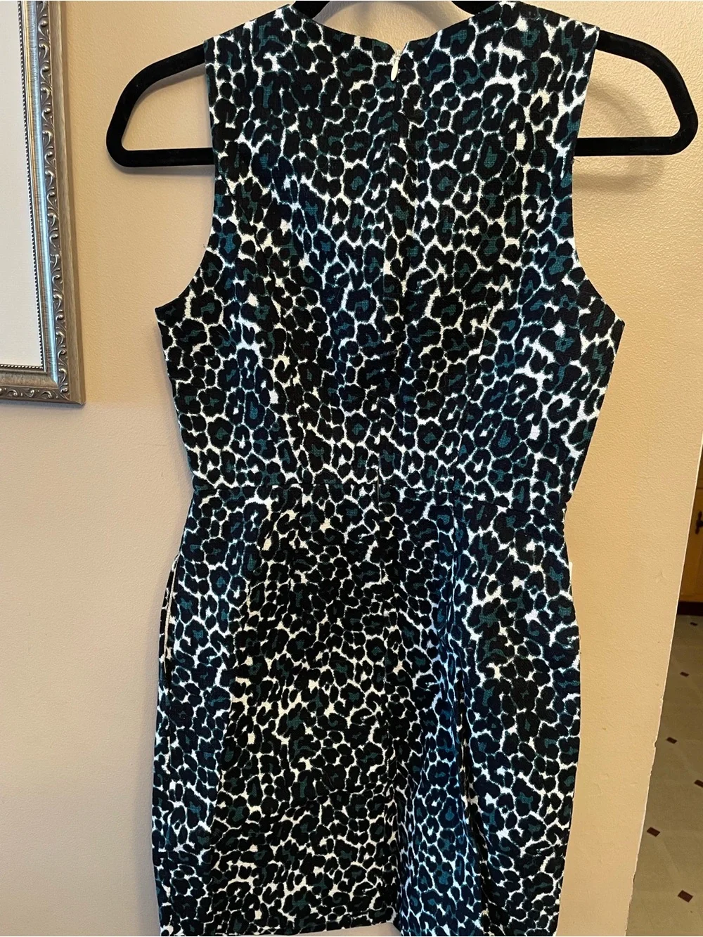 J. Crew Teal and Black Leopard Print Sheath Dress